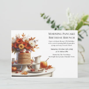 Morning Pancake Birthday Brunch Cozy Weekend Invitation