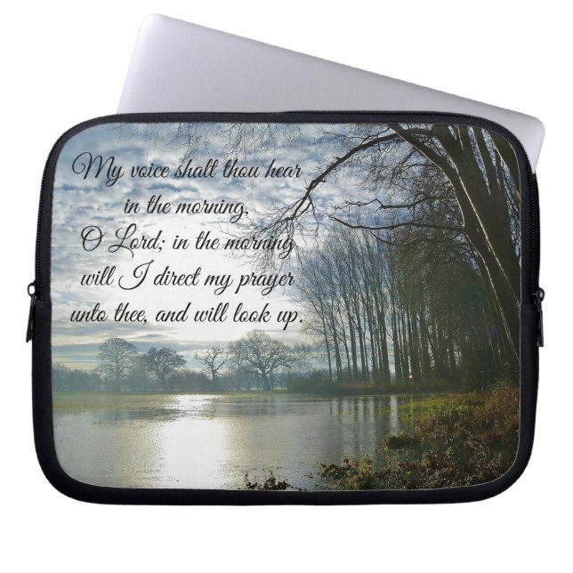 Morning Prayer Bible Verse Laptop Sleeve (Front)
