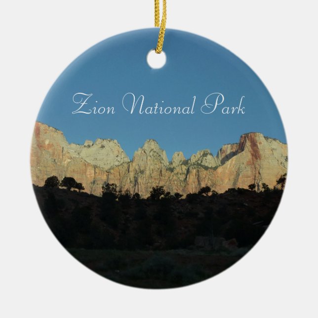 Morning Red Rocks at Zion National Park Ceramic Tree Decoration (Front)