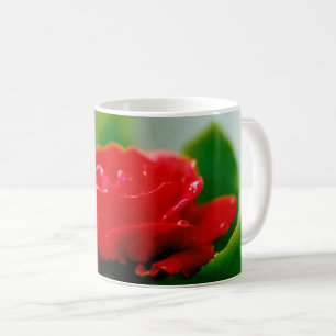 Morning red Rose covered with dew drops Coffee Mug