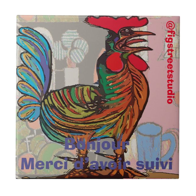 Morning Rooster, edit text,  Tile (Front)