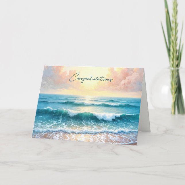 Morning Seascape Wedding Congratulations Card (Front)