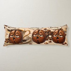 Morning, sleepy coffee bean funny relatable coffee body cushion