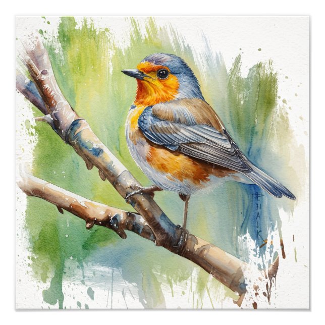 Morning Song robin bird painting wall art (Front)