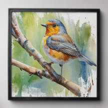 Morning Song robin bird painting wall art