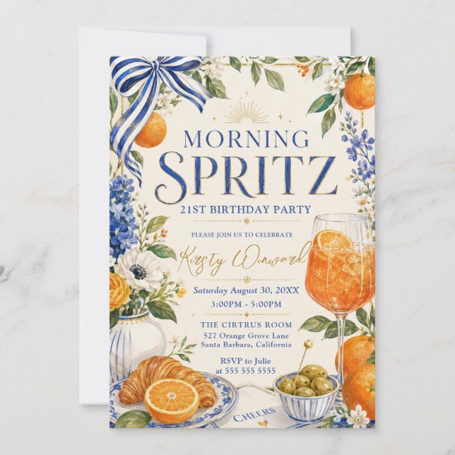 Morning Spritz 21st Birthday Brunch Invitation (Front)