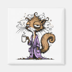 Morning Squirrel Drinking Coffee Magnet