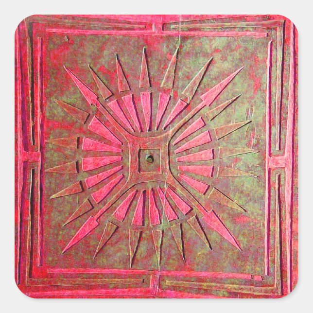 MORNING STAR ,antique red,green Square Sticker (Front)