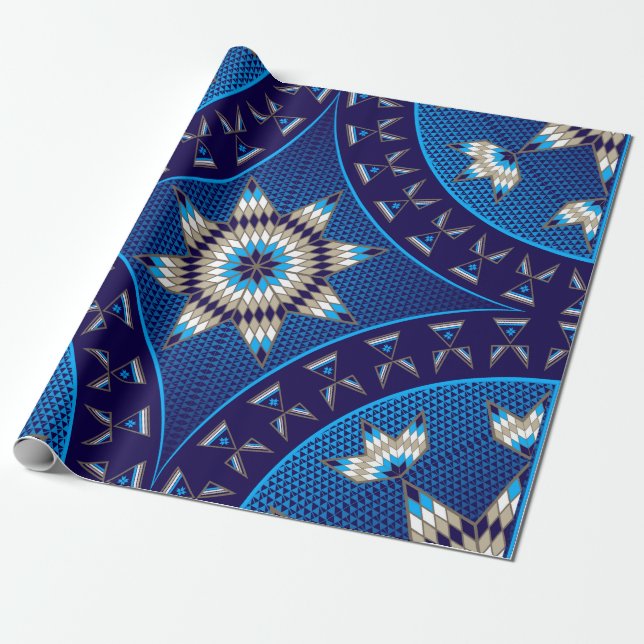Morning Star (Blue) Wrapping Paper (Unrolled)