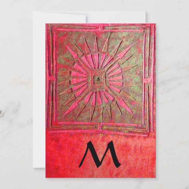 MORNING STAR  MONOGRAM , antique bright red Announcement (Front)