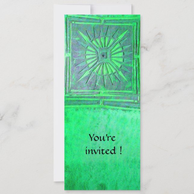 MORNING STAR  MONOGRAM , bright light green Invitation (Front)