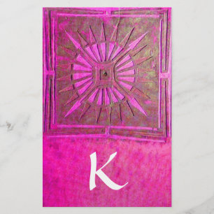 MORNING STAR MONOGRAM ,pink fuchsia white Stationery