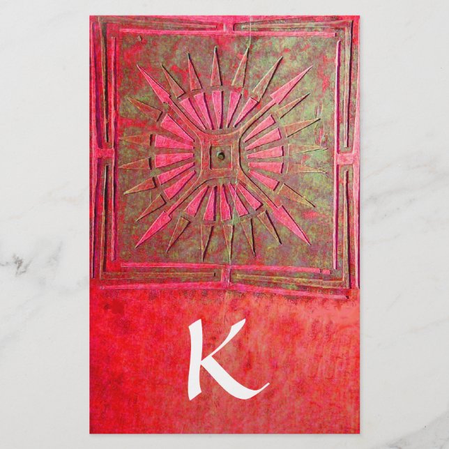 MORNING STAR MONOGRAM , red green  white Stationery (Front)