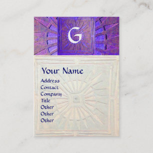 MORNING STAR , MONOGRAM, white pearl blue purple Business Card