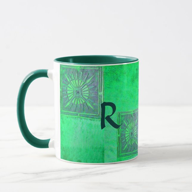 MORNING STAR Pawnee Native American Green Monogram Mug (Left)