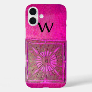 MORNING STAR , Pink,Black,Fuchsia Monogram iPhone 16 Plus Case