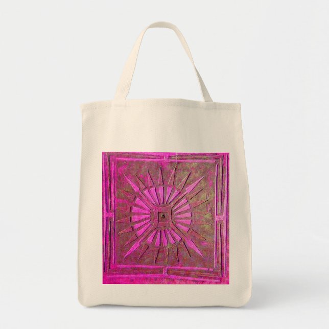 MORNING STAR Pink,Fuchsia Black, Monogram Tote Bag (Front)