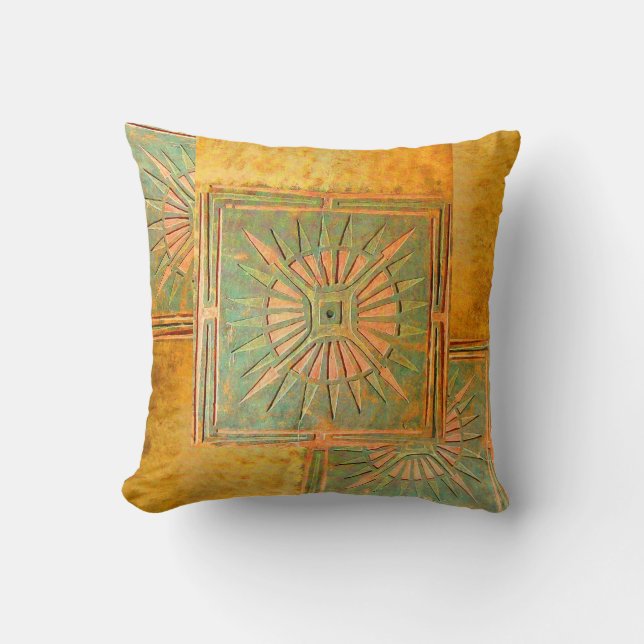 MORNING STAR yellow,green,brown Cushion (Front)