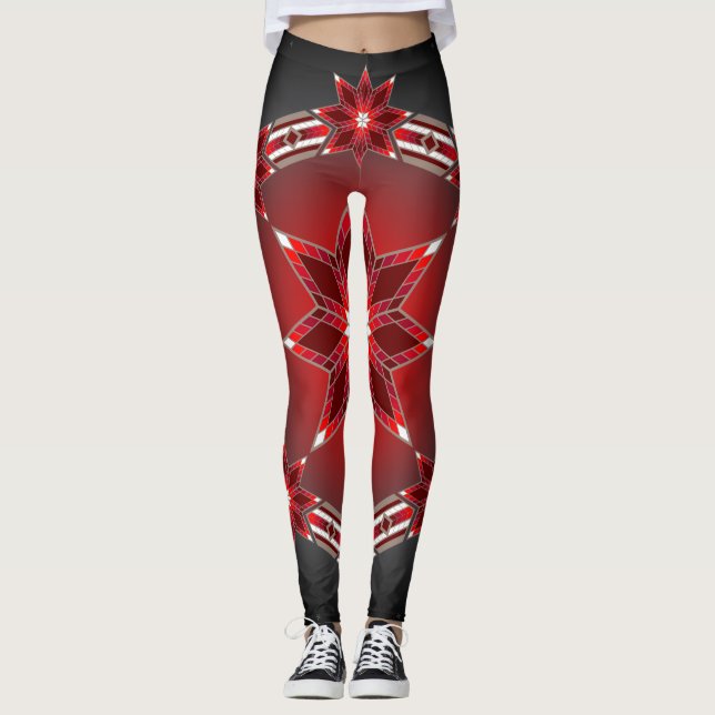 Morning Stars (Red) Leggings (Front)