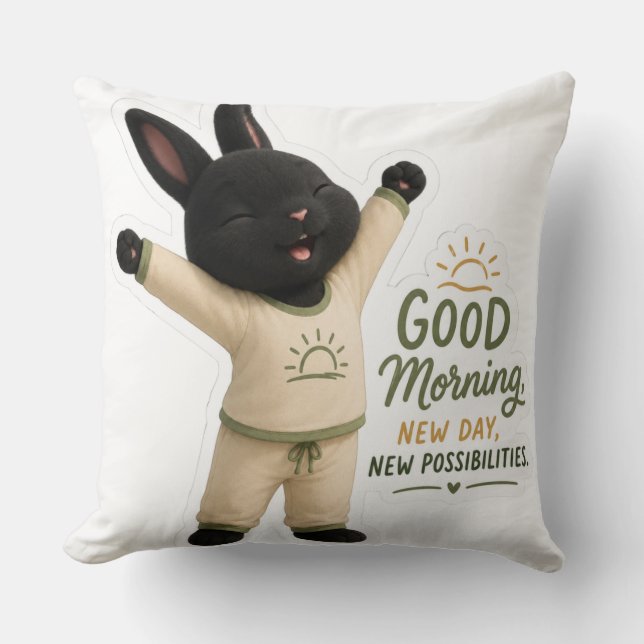 Morning Stretch Bunny Sticker Cushion (Front)