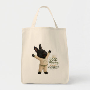 Morning Stretch Bunny Sticker Tote Bag