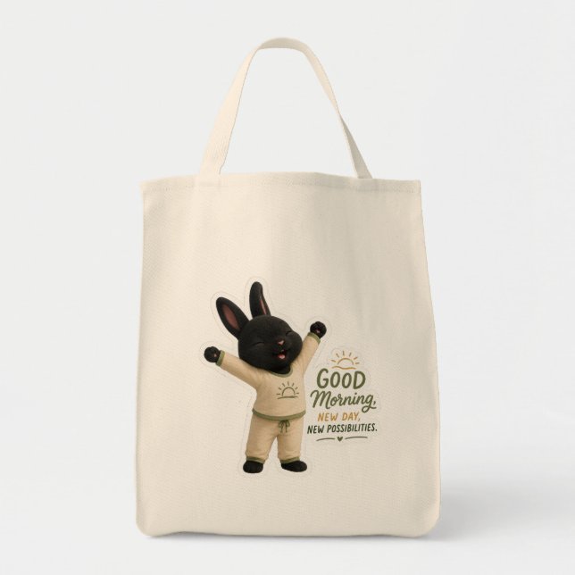 Morning Stretch Bunny Sticker Tote Bag (Front)