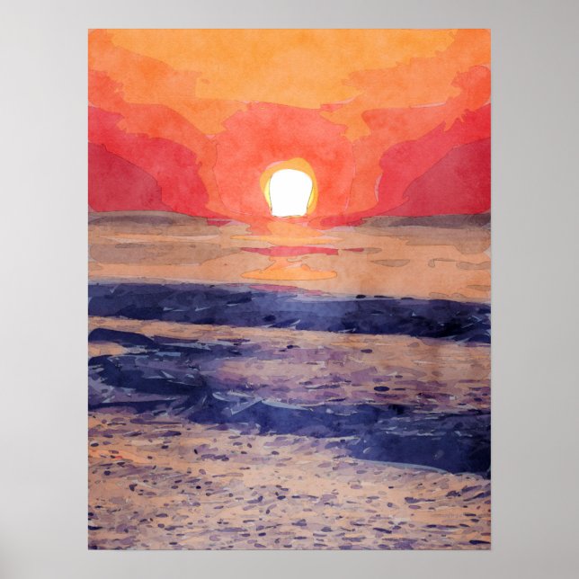 Morning Sun Over Atlantic Ocean Poster (Front)