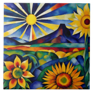 Morning Sunflowers Tile
