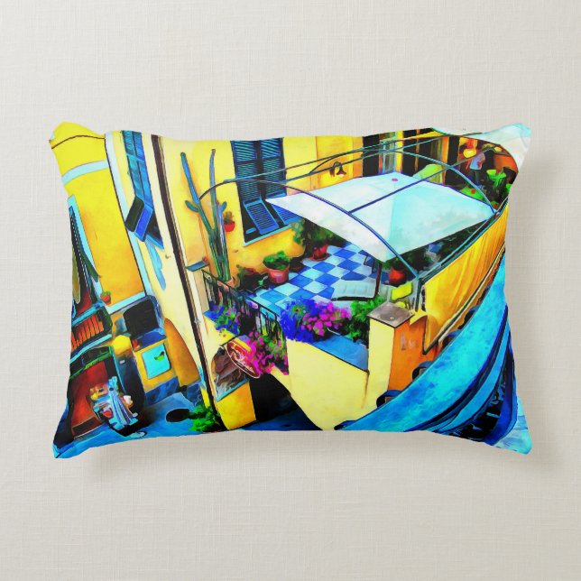Morning View from a Cinque Terre Balcony Decorative Cushion (Front)