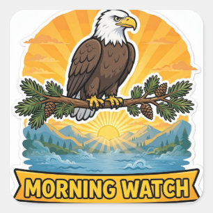 Morning Watch Sticker — Bald Eagle Pine Branch Lak