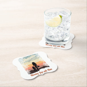 morning yoga with mum paper coaster