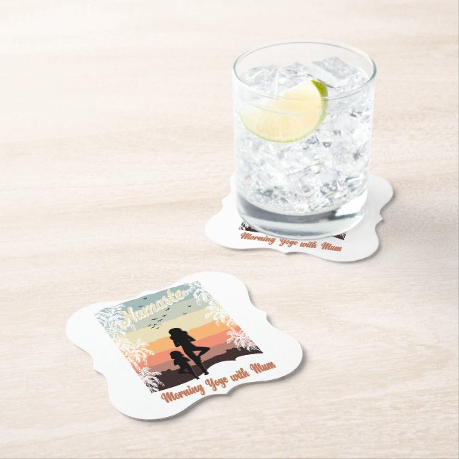 morning yoga with mum paper coaster (Insitu)