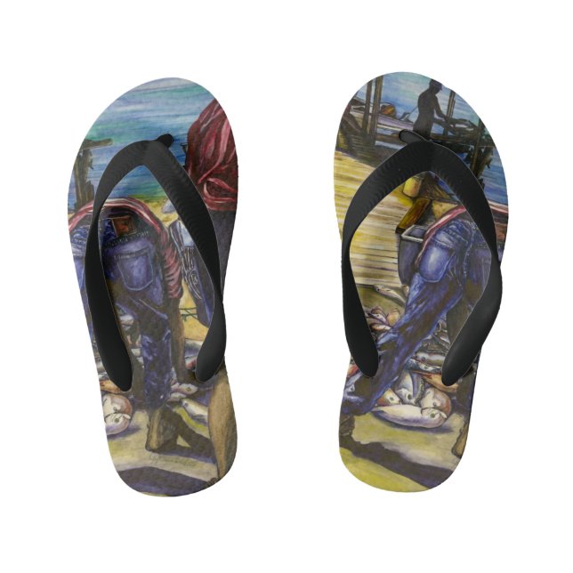 Morning's Catch, Harbour Island, Bahamas Kid's Jandals (Footbed)