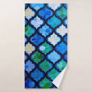 Moroccan abstract geometric pattern bath towel