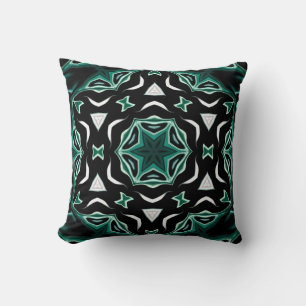 Moroccan african ethnic dark pattern kaleidoscope cushion