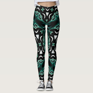 Moroccan african ethnic dark pattern kaleidoscope leggings