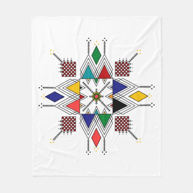 Moroccan Amazigh Geometric Pattern | Traditional B Fleece Blanket (Front)