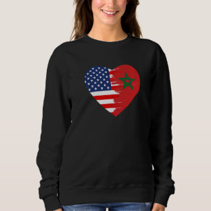 Moroccan American Flag Heart Morocco Usa Sweatshirt