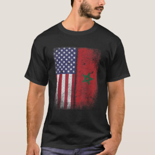 Moroccan American Flag Morocco Usa America Gift T-Shirt