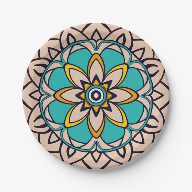 Moroccan Andalusian mosaic Paper Plate (Front)