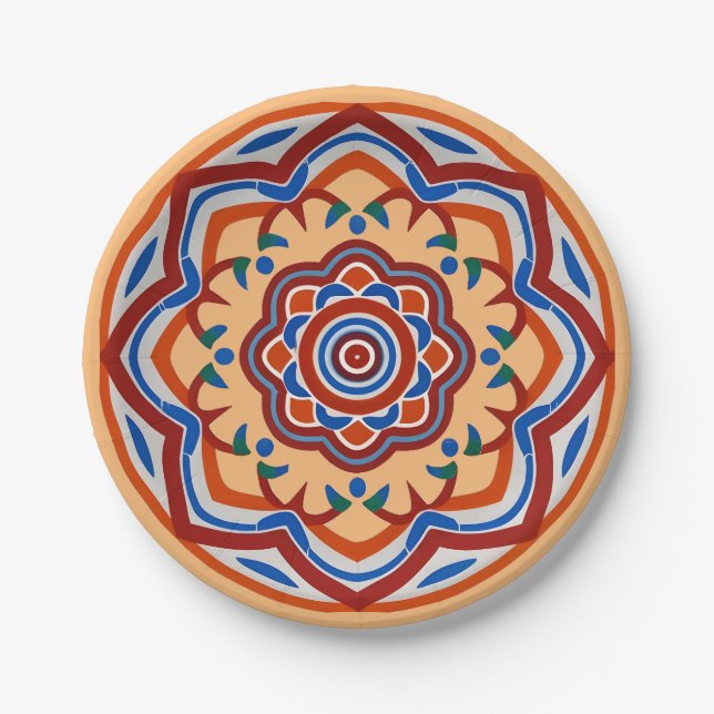 Moroccan Andalusian mosaic Paper Plate (Front)