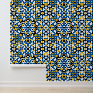 Moroccan Arabesque Geometric Zellij Textured Wallpaper