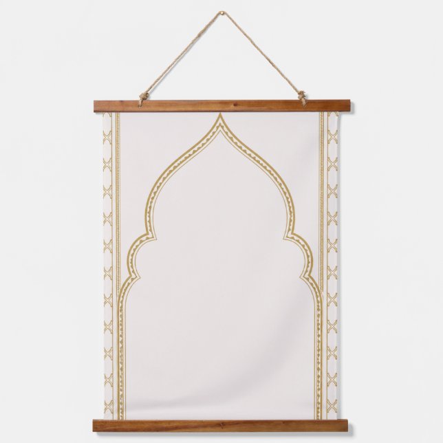 Moroccan Arch Wall Tapestry, Neutral Beige  Hanging Tapestry (Front)