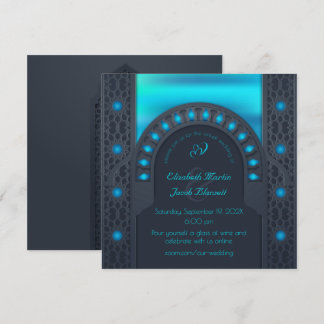 Moroccan Archway Blue Virtual Wedding Invitation