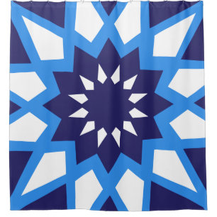 Moroccan Blue And White Pattern Shower Curtain