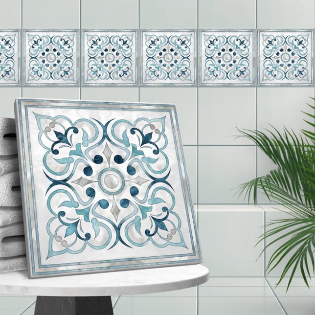 Moroccan Blue Marble & Pearl Tile (Creator Uploaded)