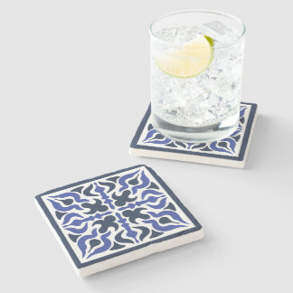 Moroccan Blue Pattern Stone Coaster