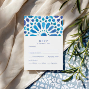 Moroccan Blue Tile Meal Choice RSVP Card