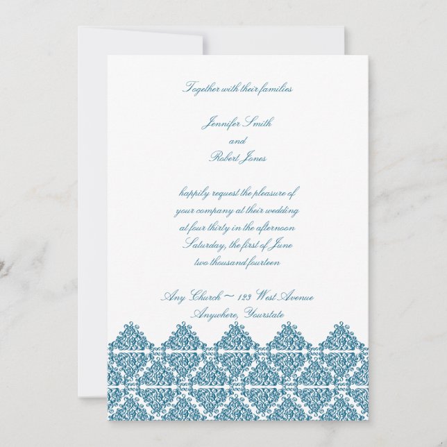 Moroccan Blue Wedding Invitation (Front)