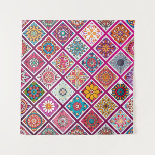 Moroccan Bohemian Mandala Tiles Tapestry